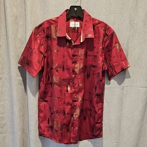 Vibrant Red Casual Button Down Shirt